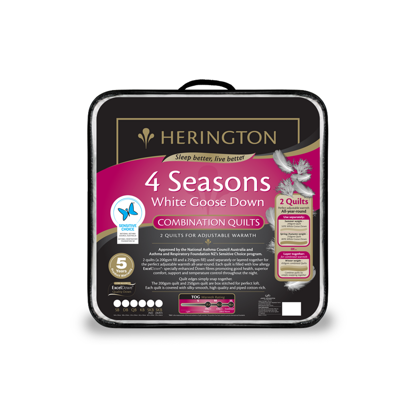 Herington 4 Seasons White Goose Down Quilt