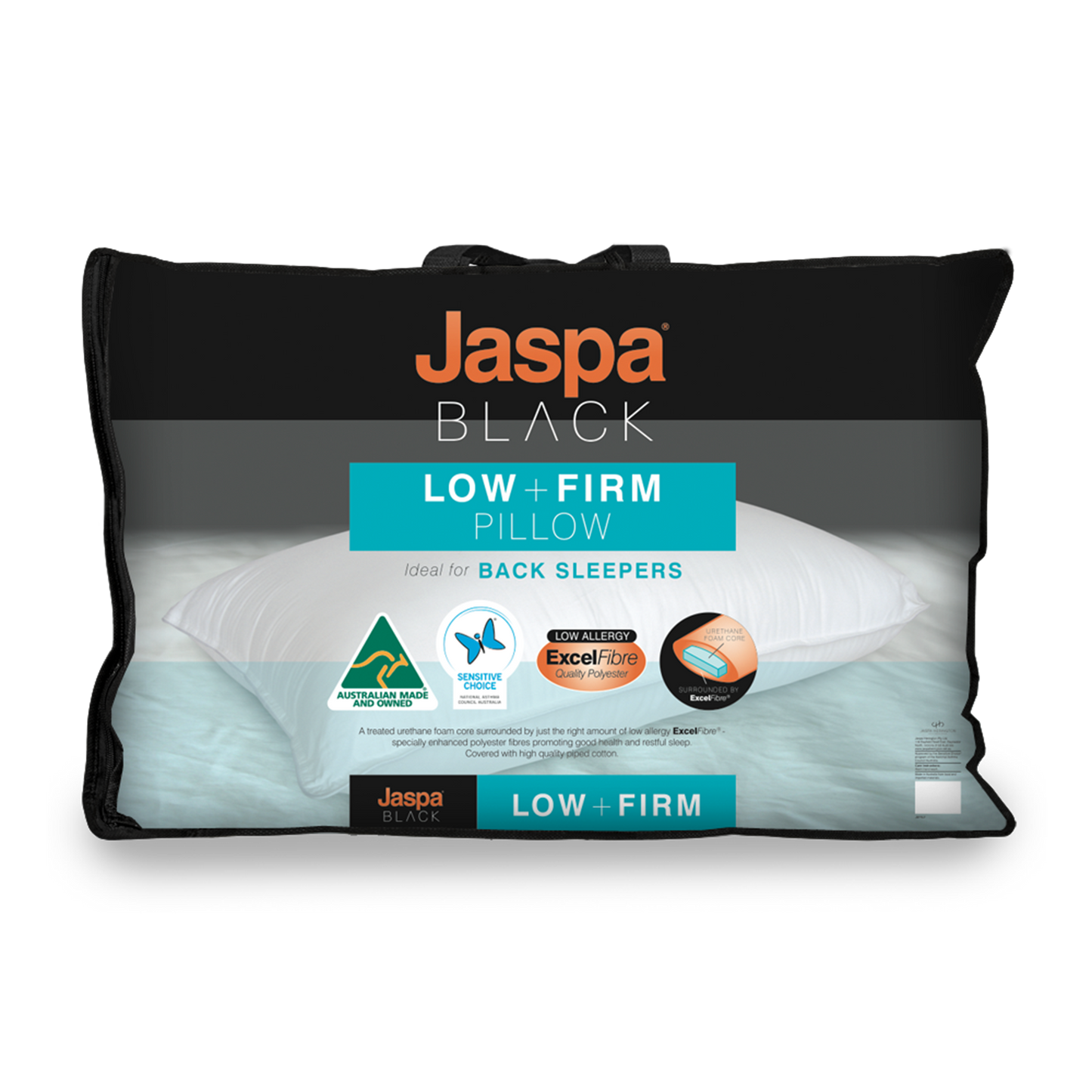 Jaspa Black Low & Firm Pillow