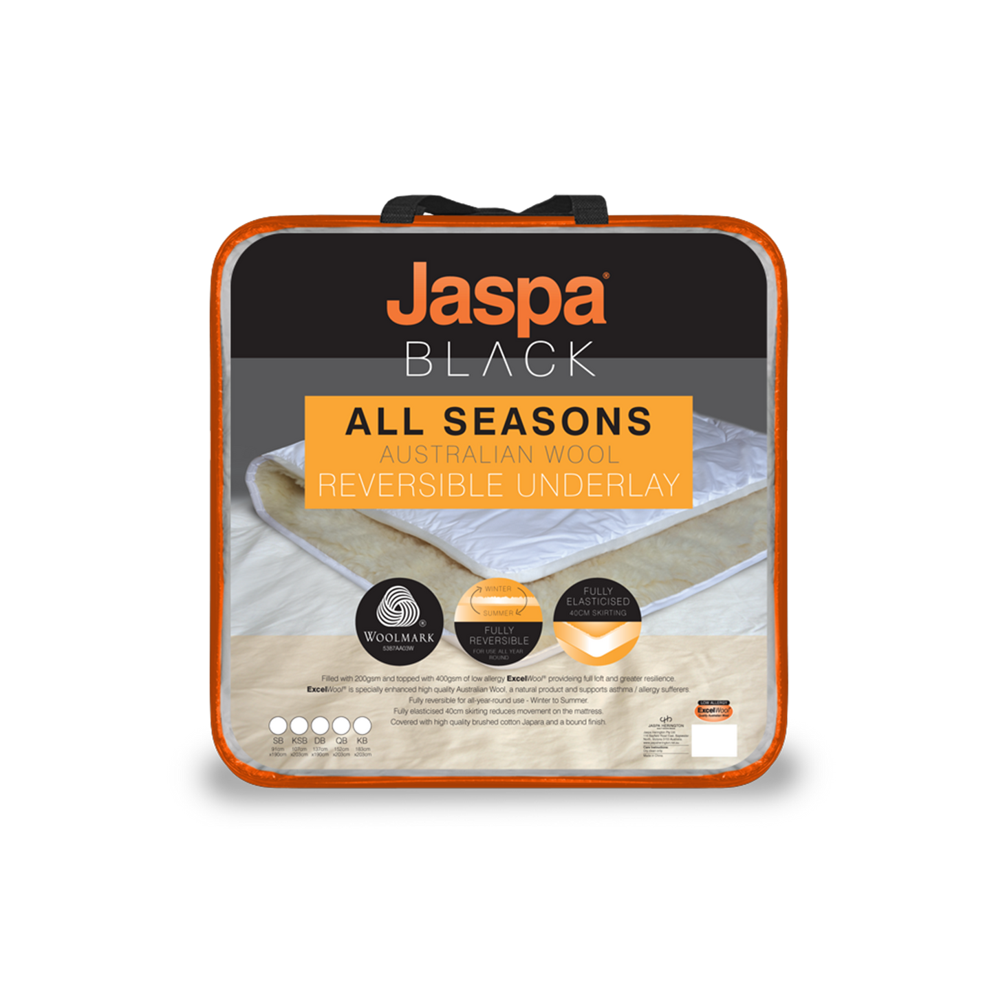 Jaspa Black All Seasons Reversible Wool Underlay