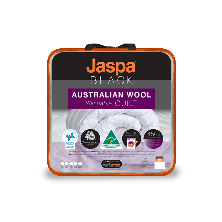 Jaspa Black Wool Machine Washable Quilt