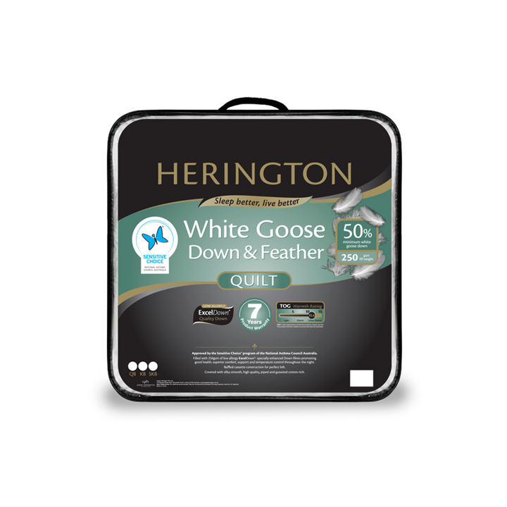 Herington White Goose Down & Feather 50 Quilt