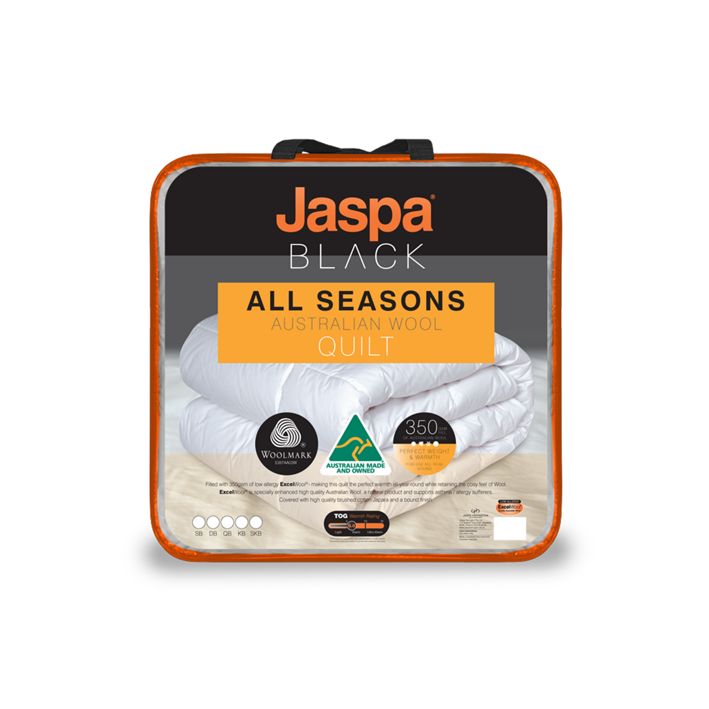 Jaspa Black All Seasons Wool Quilt