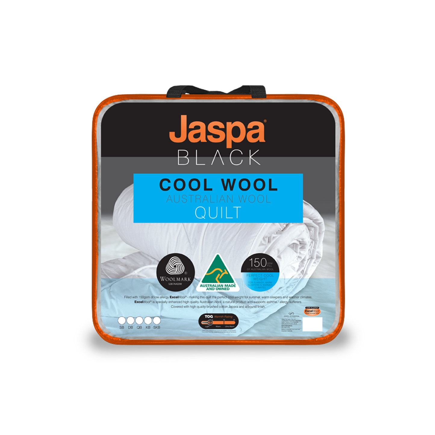 Jaspa Black Cool Wool Quilt